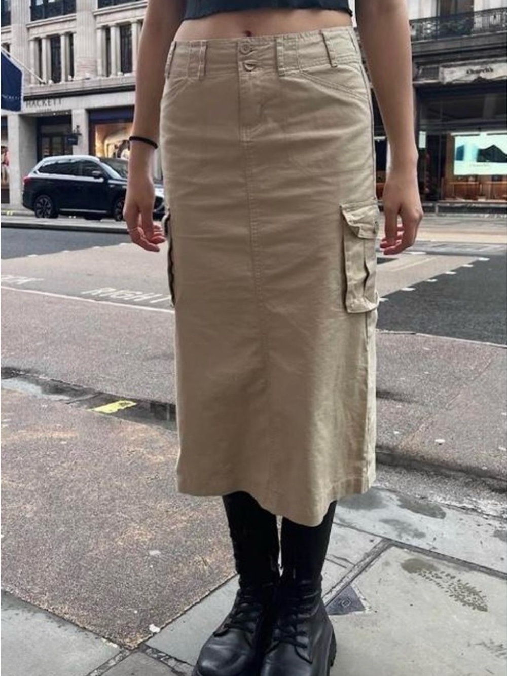 Brandy Melville Tan Utility Cargo Midi Skirt Size Small / Medium